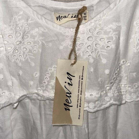 Eyelet Mini Dress Boho Embroidered Babydoll Very J - Picture 8 of 10